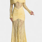 Robe Maxi Bruma en Dentelle avec Volants Sans Bretelles