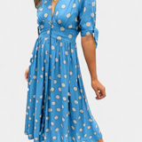 Robe Midi à Pois Lizzie avec Décolleté en V Profond