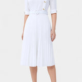 Robe Plissée Zandie avec Boutons Décoratifs