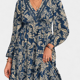 Robe Maxi Lunetta avec Imprimé Floral et Manches Bouffantes