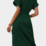 Robe Begoña Croisée avec Ceinture et Ouverture Subtile