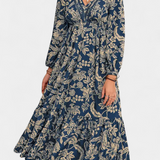 Robe Maxi Lunetta avec Imprimé Floral et Manches Bouffantes