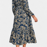 Robe Maxi Lunetta avec Imprimé Floral et Manches Bouffantes