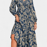 Robe Maxi Lunetta avec Imprimé Floral et Manches Bouffantes