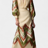 Body de manga bouffante Avenza avec jupe midi géométrique