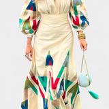 Body de manga bouffante Avenza avec jupe midi géométrique