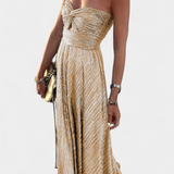 Robe Longue Sans Bretelles Onelia en Tissu Métallique