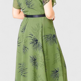 Robe Midi en Chiffon Vert Lupita avec Coupe A-Line