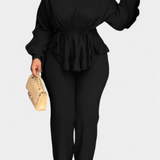 Ensemble Charmed de 2 Pièces avec Volants et Cordon Ajustable