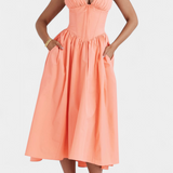 Robe Midi Margie avec Décolleté en V et Imprimé Floral Romantique