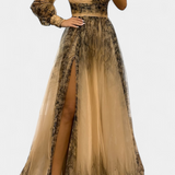 Robe Maxi en Chiffon Becca à Une Épaule avec Fleur Volumineuse