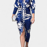 Robe Longue Diva avec Imprimé Floral, Décolleté en V Profond et Fente Latérale