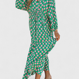 Robe Aroa Boho avec Imprimé Artistique et Silhouette Fluide
