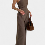 Robe Élégante Magnolia à Épaule Unique et Fronces