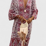 Robe Longue Chinara Boho avec Broderie Ethnique et Silhouette Décontractée