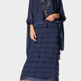 Robe Midi Rosaria avec Volants et Bords Effilochés