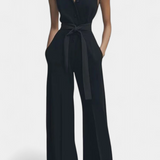 Mono Casual Ariella avec Jambes Amples, Revers et Taille Haute