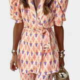 Ensemble Araceli Imprimé avec Blazer et Pantalons Évasés