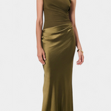 Robe de Soirée Longue avec Plis Ottavia et Décolleté Asymétrique