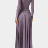 Robe Longue Plissée Raisa avec Décolleté en V Profond