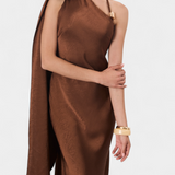 Robe Longue Asymétrique Robina en Bronze