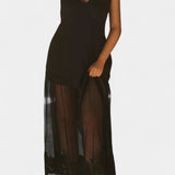 Robe Sheer Ersilien avec Superposition Semi-Transparente et Doublure Ajustée