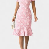 Robe Midi Ajustée Champel avec Manches Bouffantes