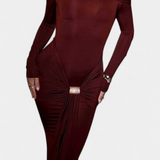 Robe Vesna à Une Épaule avec Manches Longues