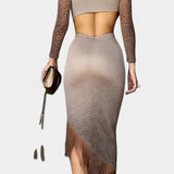 Robe Bodycon Léopard Irene avec Découpe Tordue et Franges