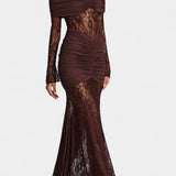 Robe Maxi Bruma en Dentelle avec Volants Sans Bretelles