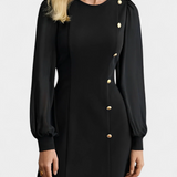 Robe Jacequeline A-Line avec Boutons et Col Rond