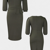 Robe Midi Ajustée Reanna avec Manches Bouffantes