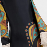 Robe Maxi Rétro Kiara avec Franges en Plumes