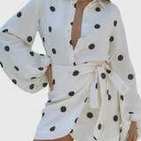 Robe Romara Mini Spot avec Manches Longues et Taille Ajustée