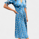 Robe Midi à Pois Lizzie avec Décolleté en V Profond