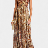 Robe Maxi Tasha avec Col Halter et Dos Ouvert avec Détails Découpés