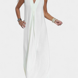 Robe Maxi Felisa Sans Manches en Couleur Unie et Silhouette Élégante