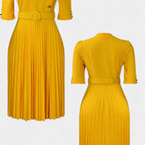 Robe Plissée Zandie avec Boutons Décoratifs