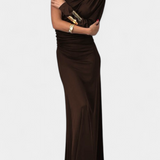 Robe Longue Plissée à Une Épaule Maybelle