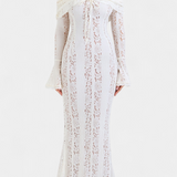 Robe Maxi en Dentelle Rosalie avec Épaules Dénudées