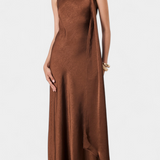 Robe Longue Asymétrique Robina en Bronze
