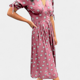 Robe Midi à Pois Lizzie avec Décolleté en V Profond