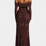 Robe Maxi Bruma en Dentelle avec Volants Sans Bretelles