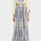 Robe de Mariée Longue avec Décolleté en V et Élégant Imprimé Cachemire