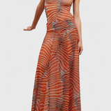 Ensemble Silvina Rétro en Maille avec Imprimé de Vagues et Coupe Fluide