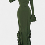 Robe Longue Calissa avec Volants et Manches Évasées