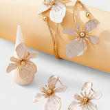 Ensemble d'Accessoires Floraux : Bracelet + Boucles d'Oreilles + Bagues
