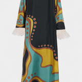 Robe Maxi Rétro Kiara avec Franges en Plumes