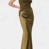 Robe de Soirée Longue avec Plis Ottavia et Décolleté Asymétrique