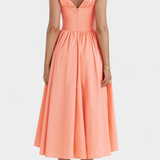 Robe Midi Margie avec Décolleté en V et Imprimé Floral Romantique